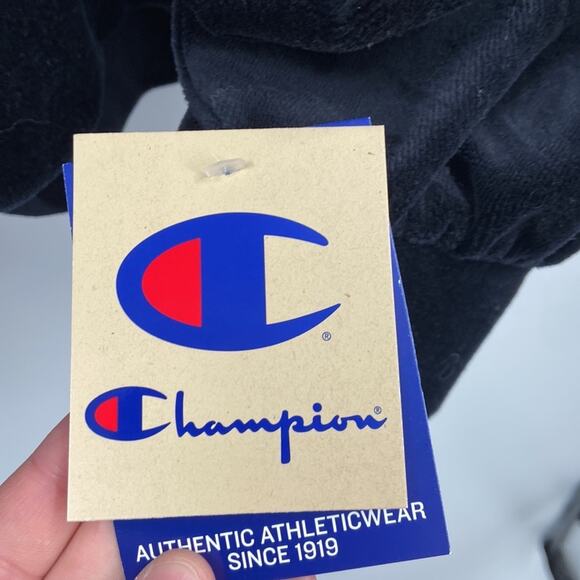 NWT Champion Small C Satin Black Velour Quarter Zip Sweatshirt - Picture 3 of 5